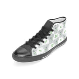 Hand drawn Koala leaves pattern Women's High Top Canvas Shoes Black