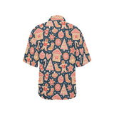 Christmas gingerbread cookie pattern Women's All Over Print Hawaiian Shirt
