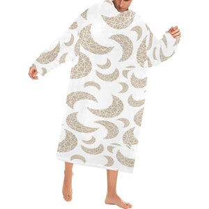 Cool gold moon abstract pattern Blanket Robe with Sleeves