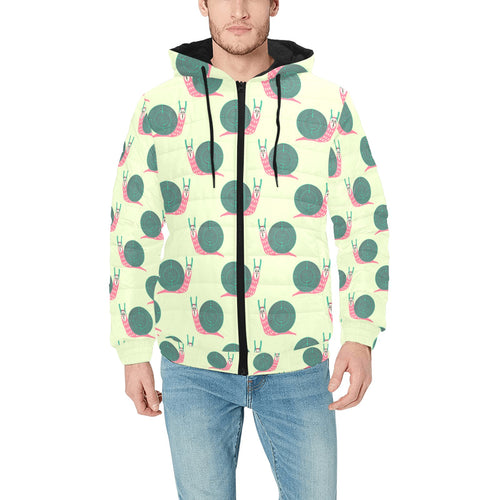 Snail Pattern Print Design 04 Men's Padded Hooded Jacket