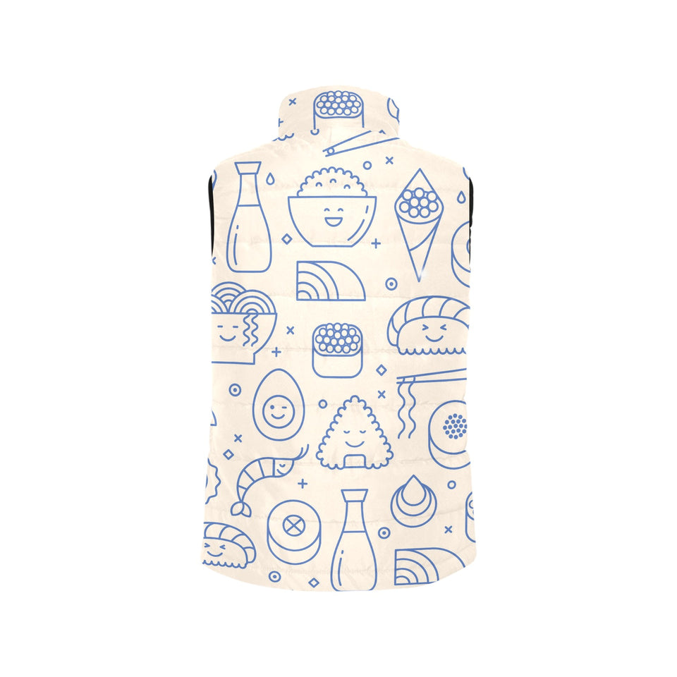 Cute sushi icon pattern Women's Padded Vest