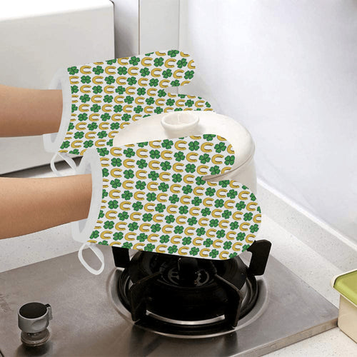 Horseshoes Pattern Print Design 04 Heat Resistant Oven Mitts