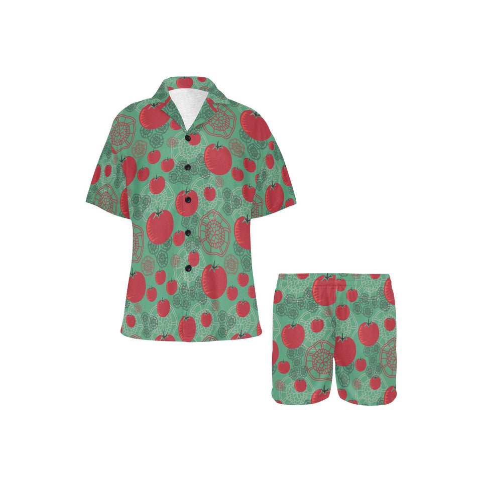 Tomato design pattern Women's V-Neck Short Pajama Set