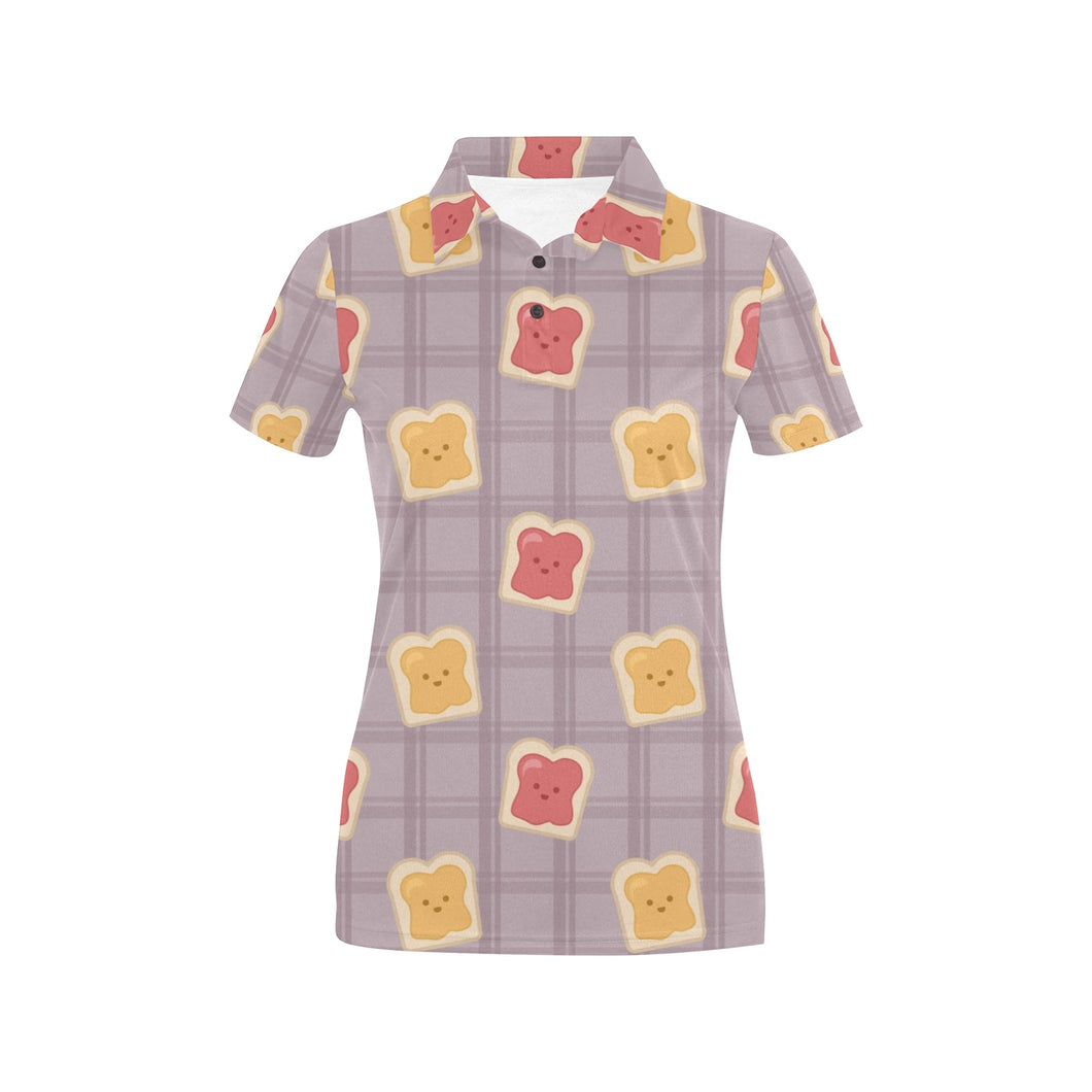 Bread Toast Pattern Print Design 05 Women's All Over Print Polo Shirt