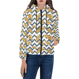 Pizza design pattern Women's Padded Hooded Jacket