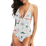 Cute cartoon dinosaurs tree pattern Women's One-Piece Swimsuit