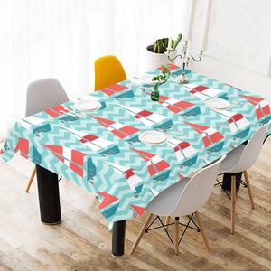 Red White sailboat wave background Tablecloth