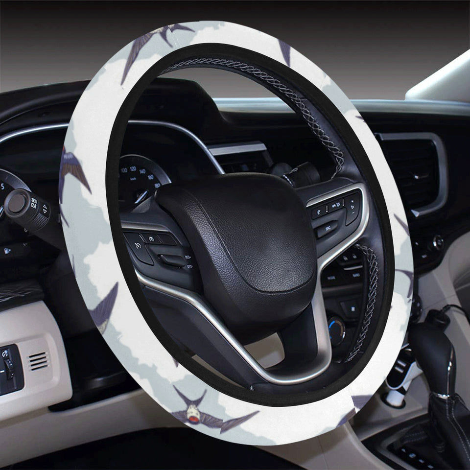 Swallow Pattern Print Design 05 Car Steering Wheel Cover