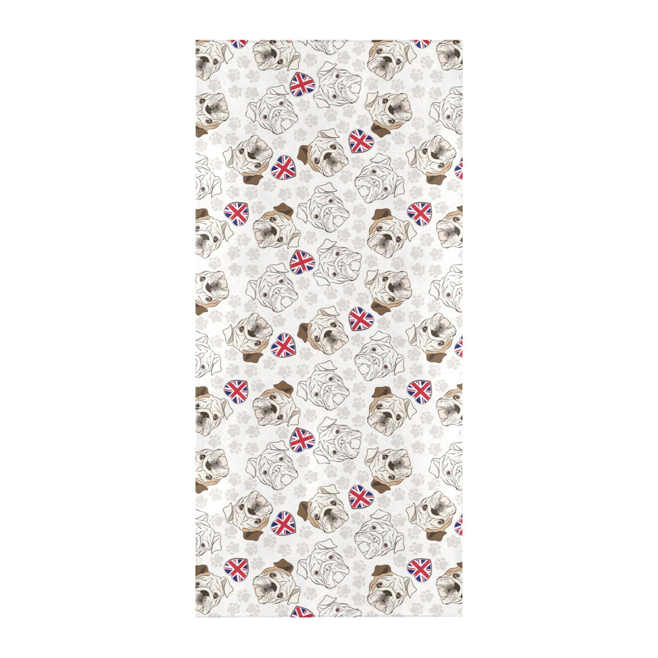 English Bulldog Pattern Print Design 01 Beach Towel