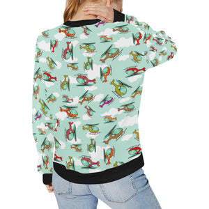 Helicopter design pattern Women's Crew Neck Sweatshirt