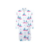 Sailboat anchor pattern Men's Long Sleeve Belted Night Robe