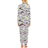 Mustache Beard Pattern Print Design 02 Women's All Over Print Pajama Set