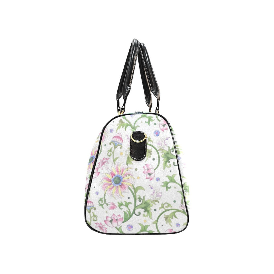 Beautiful pink lotus waterlily leaves pattern Travel Bag