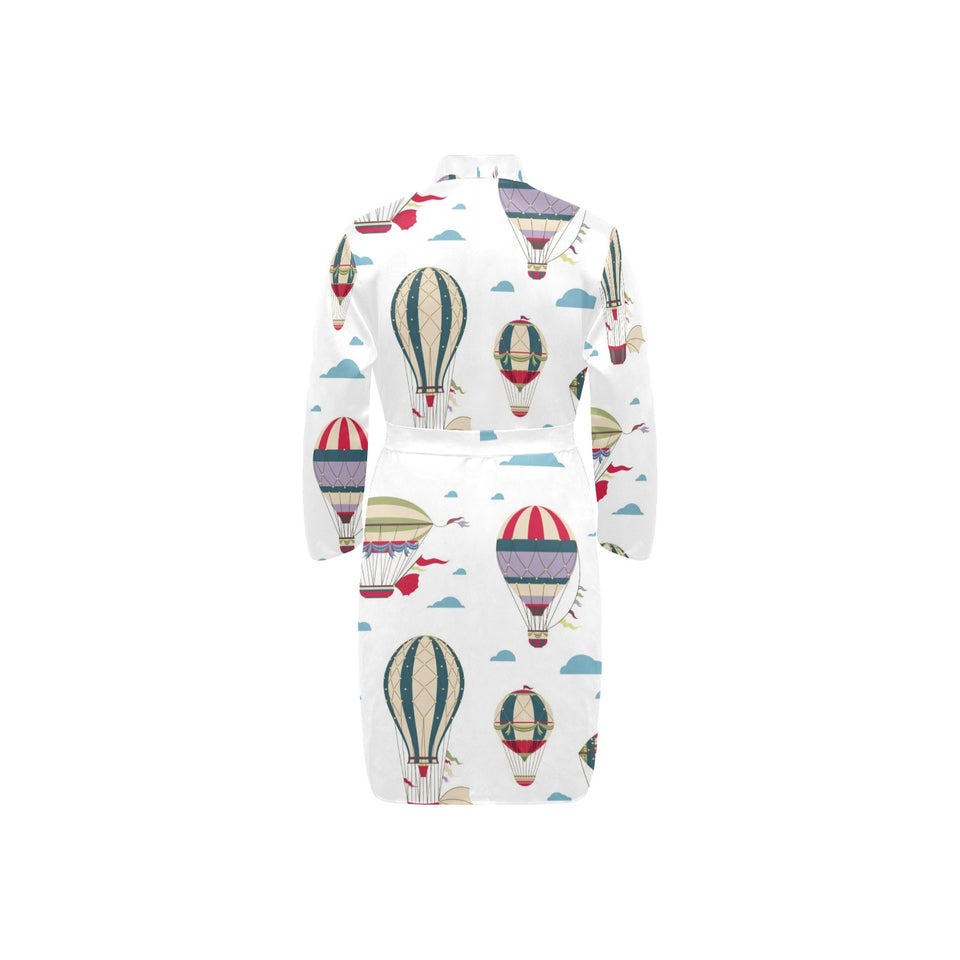 Hot air balloon pattern Men's Long Sleeve Belted Night Robe
