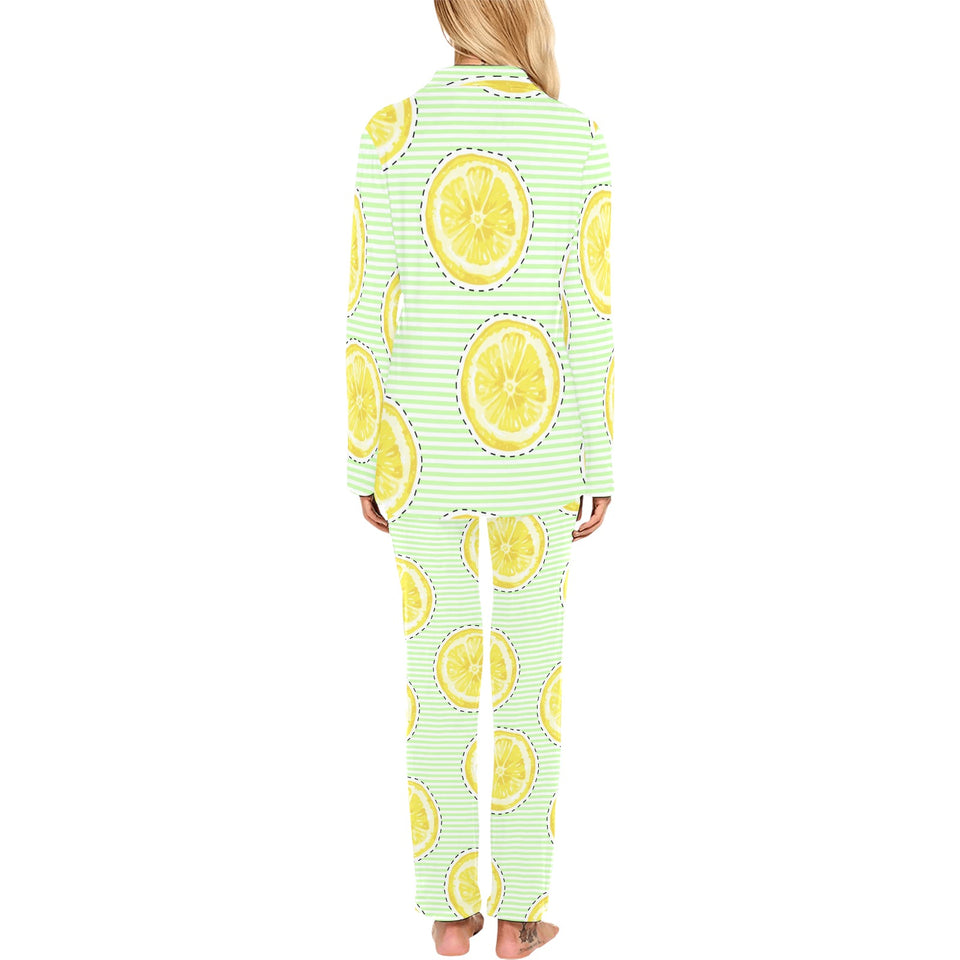 slice of lemon pattern Women's Long Pajama Set