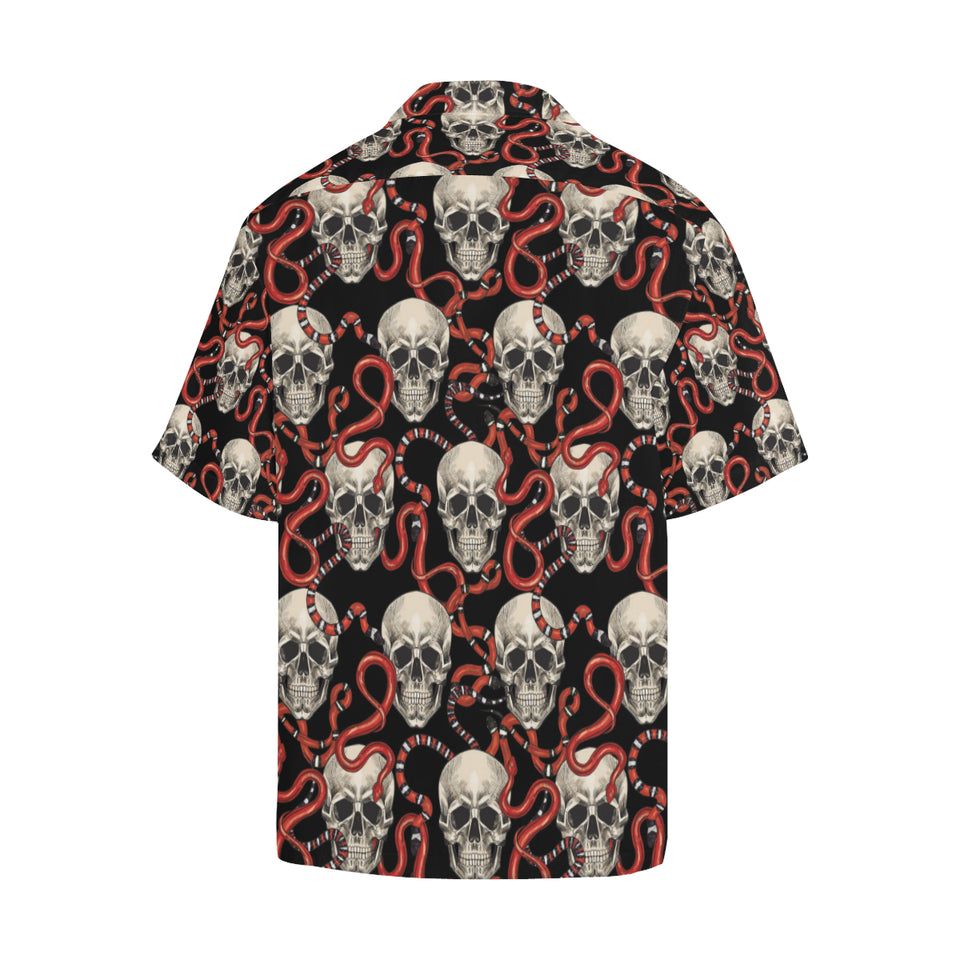 Red snake skull pattern Men's All Over Print Hawaiian Shirt