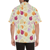 Onion garlic white red pattern Men's All Over Print Hawaiian Shirt