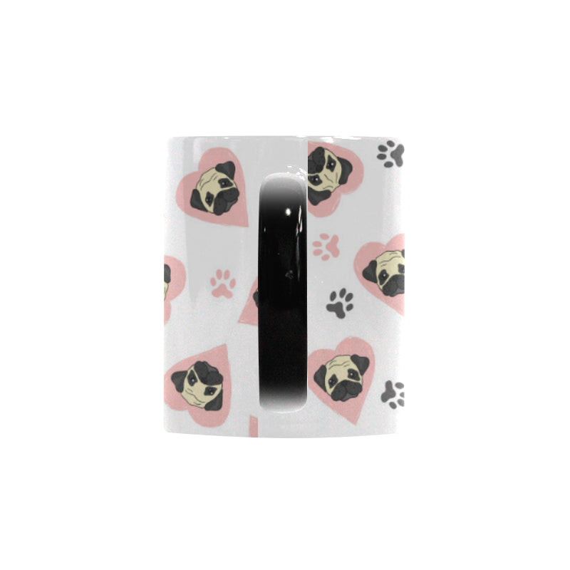 Cute pugs pink heart paw pattern Morphing Mug Heat Changing Mug
