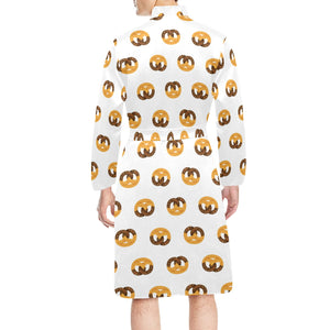 Pretzels Pattern Print Design 02 Men's Long Sleeve Belted Night Robe