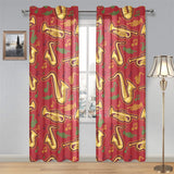 Saxophone cornet pattern red background Gauze Curtain