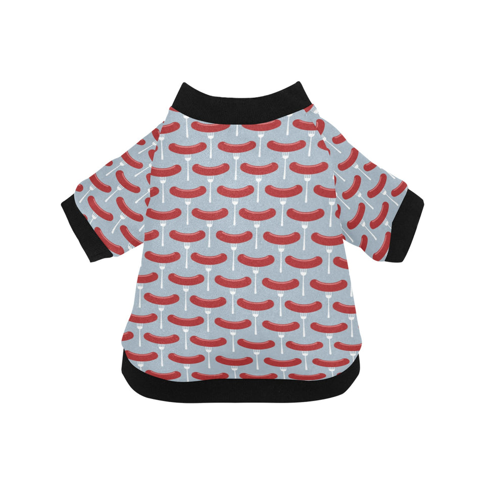 Sausage Pattern Print Design 02 All Over Print Pet Dog Round Neck Fuzzy Shirt