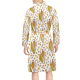 Corn Pattern Print Design 02 Men's Long Sleeve Belted Night Robe