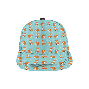 Fox pattern blue b ackground All Over Print Snapback Cap