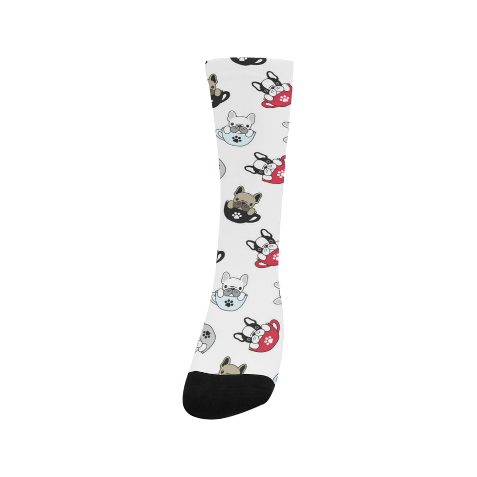 French bulldog cup paw pattern Crew Socks