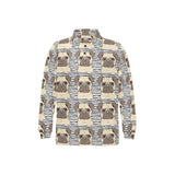 Happy pug pattern Men's Long Sleeve Polo Shirt