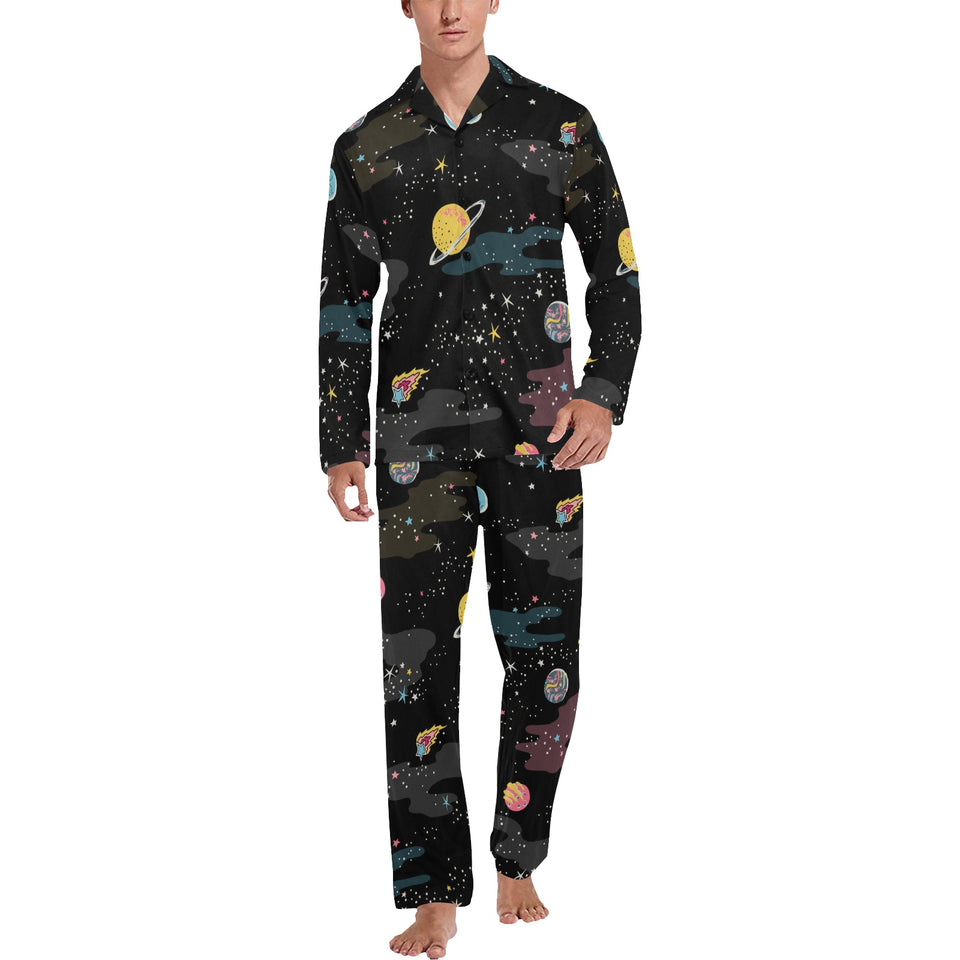 space pattern Men's Long Pajama Set