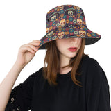 Sugar skulls flower maxican pattern Unisex Bucket Hat