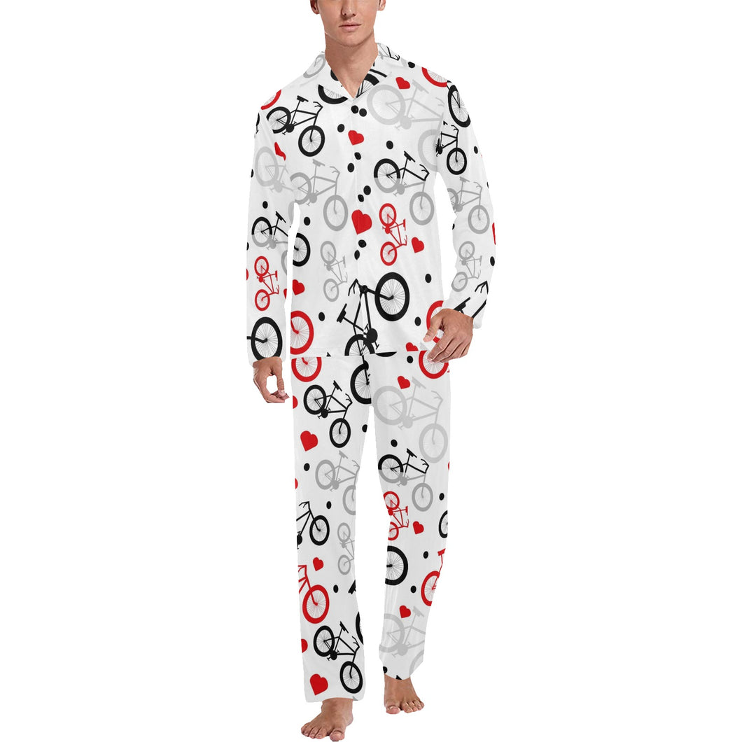 Bicycle Pattern Print Design 04 Men's Long Pajama Set