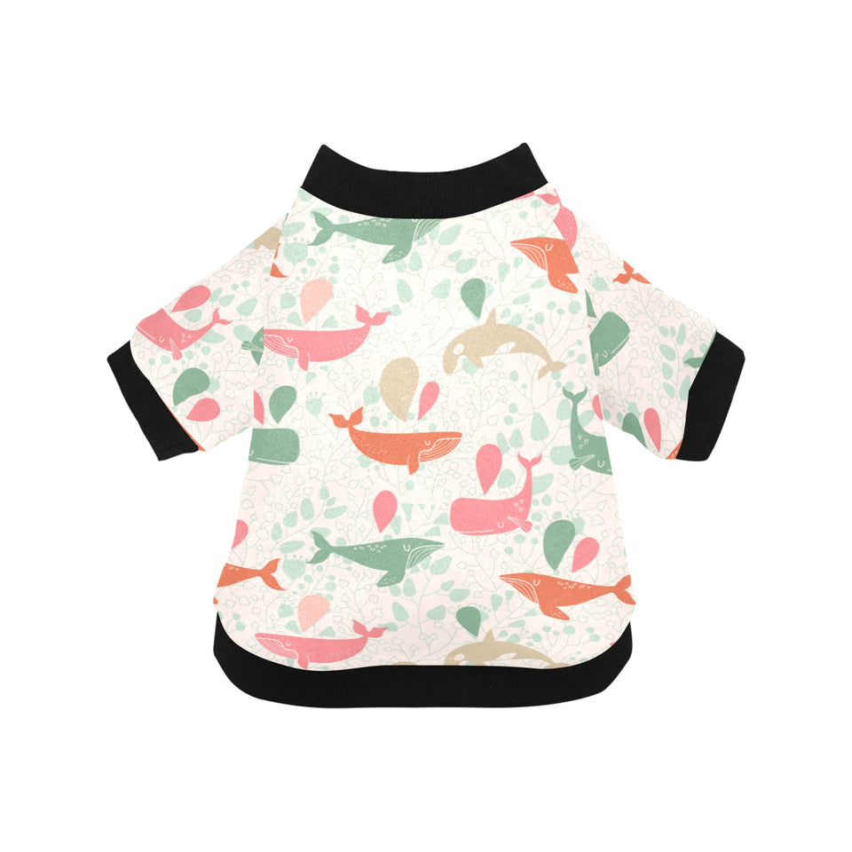 Cute whale pattern All Over Print Pet Dog Round Neck Fuzzy Shirt