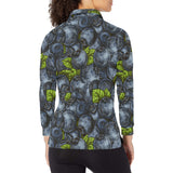 blueberry pattern Women's Long Sleeve Polo Shirt