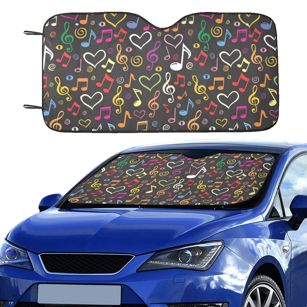 Music Notes Pattern Print Design 02 Car Sun Shade