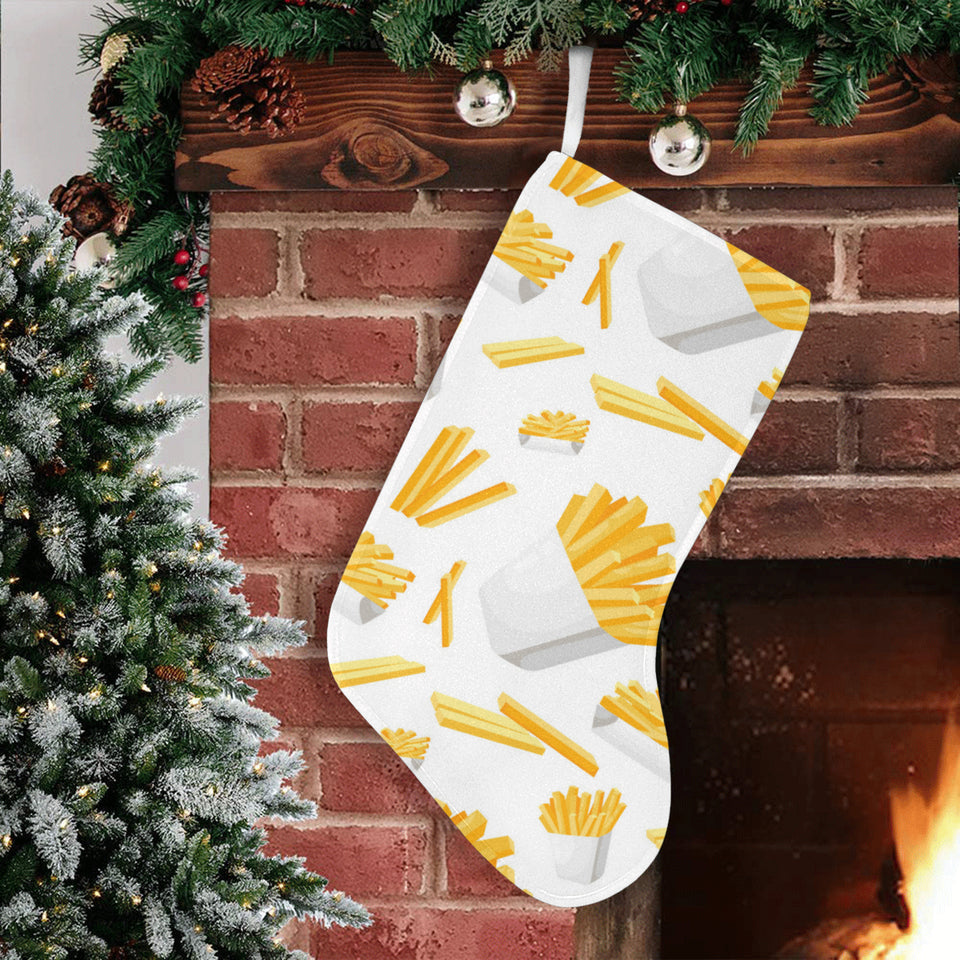 French fries white paper box pattern Christmas Stocking