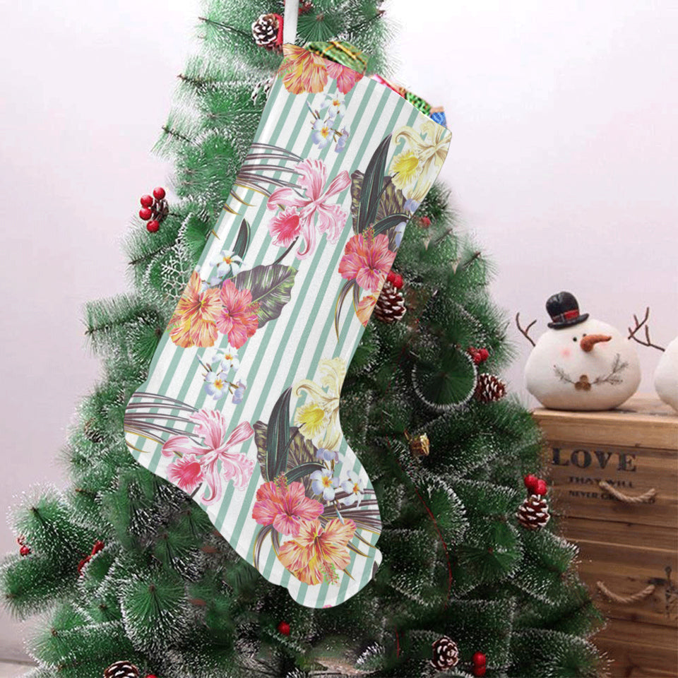 Colorful orchid flower pattern Christmas Stocking
