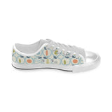 apples leaves pattern Men's Low Top Shoes White