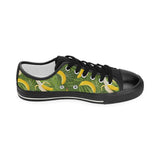 Banana Palm Leaves pattern Kids' Boys' Girls' Low Top Canvas Shoes Black