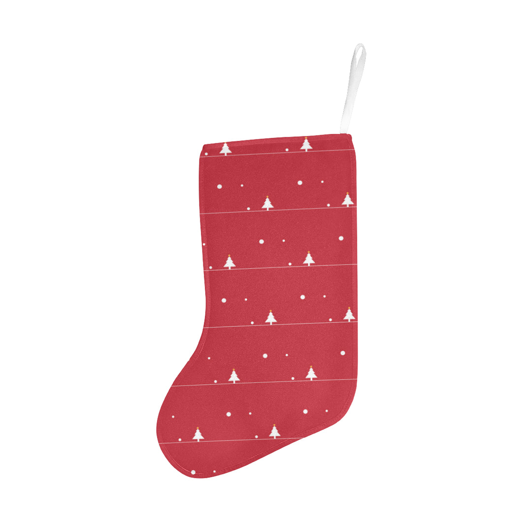 Christmas tree star snow red background Christmas Stocking