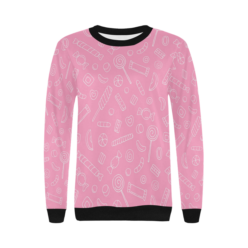 Sweet candy pink background Women's Crew Neck Sweatshirt