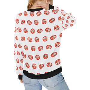 Daruma japanese wooden doll pattern Women's Crew Neck Sweatshirt