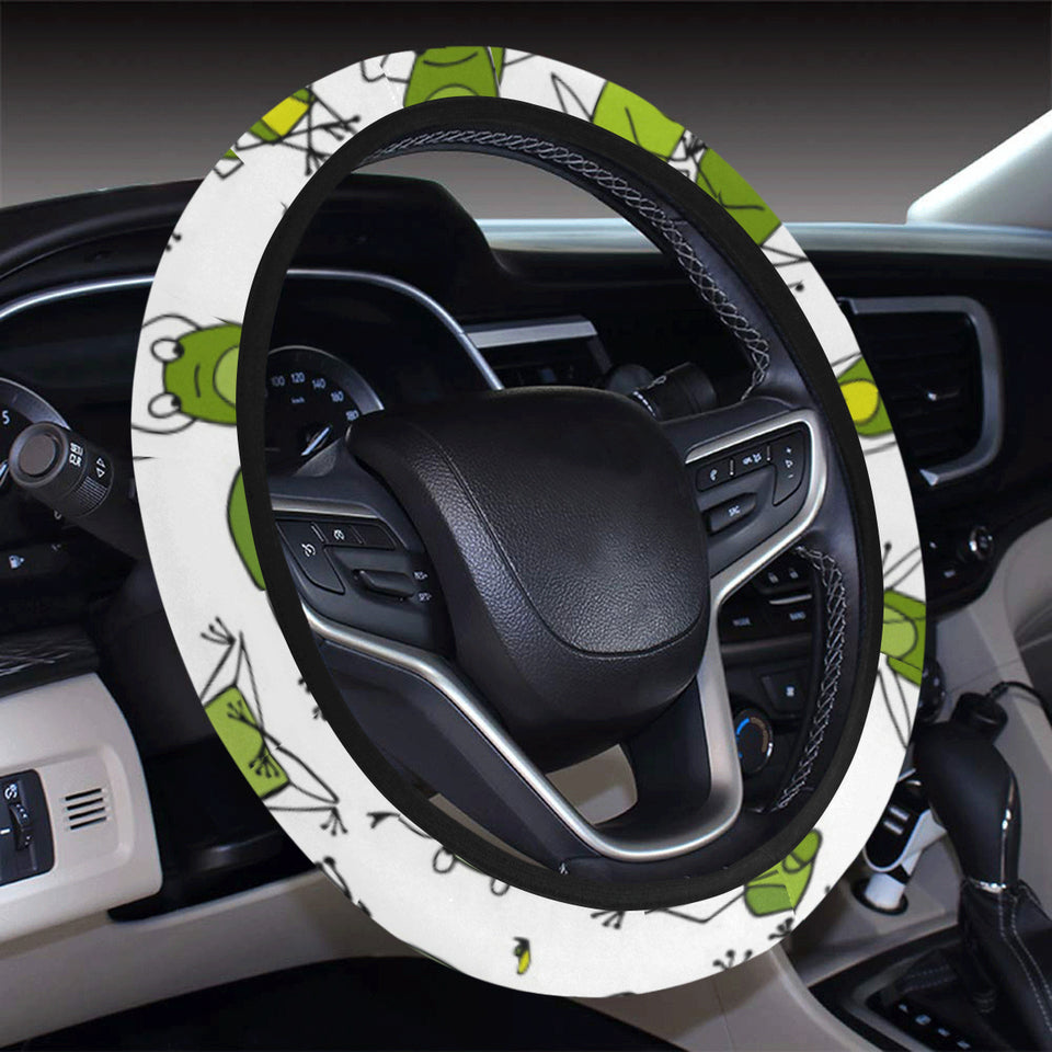 Sketch funny frog pattern Car Steering Wheel Cover