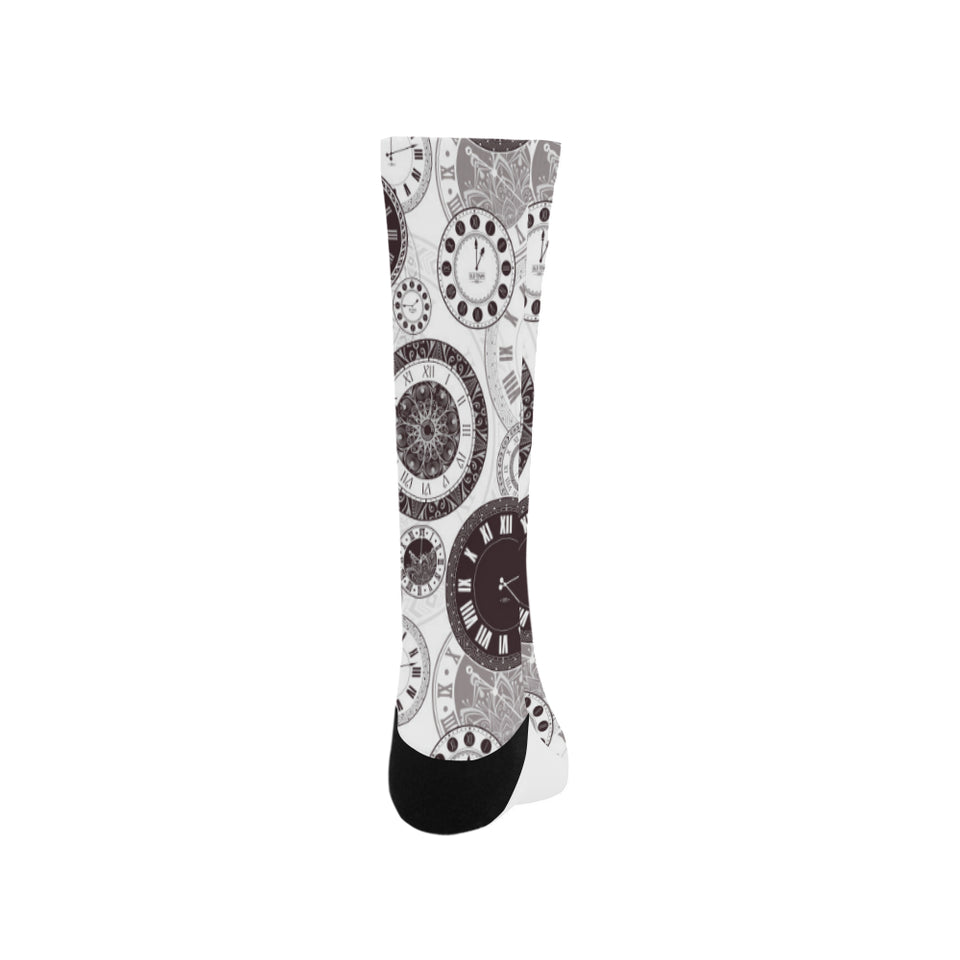 Classic vintage clock pattern Crew Socks
