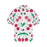 cherry pattern white background Men's All Over Print Hawaiian Shirt