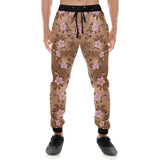Pink sakura cherry blossom drak brown background Unisex Casual Sweatpants