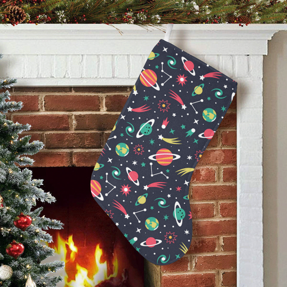 colorful space pattern planet star Christmas Stocking