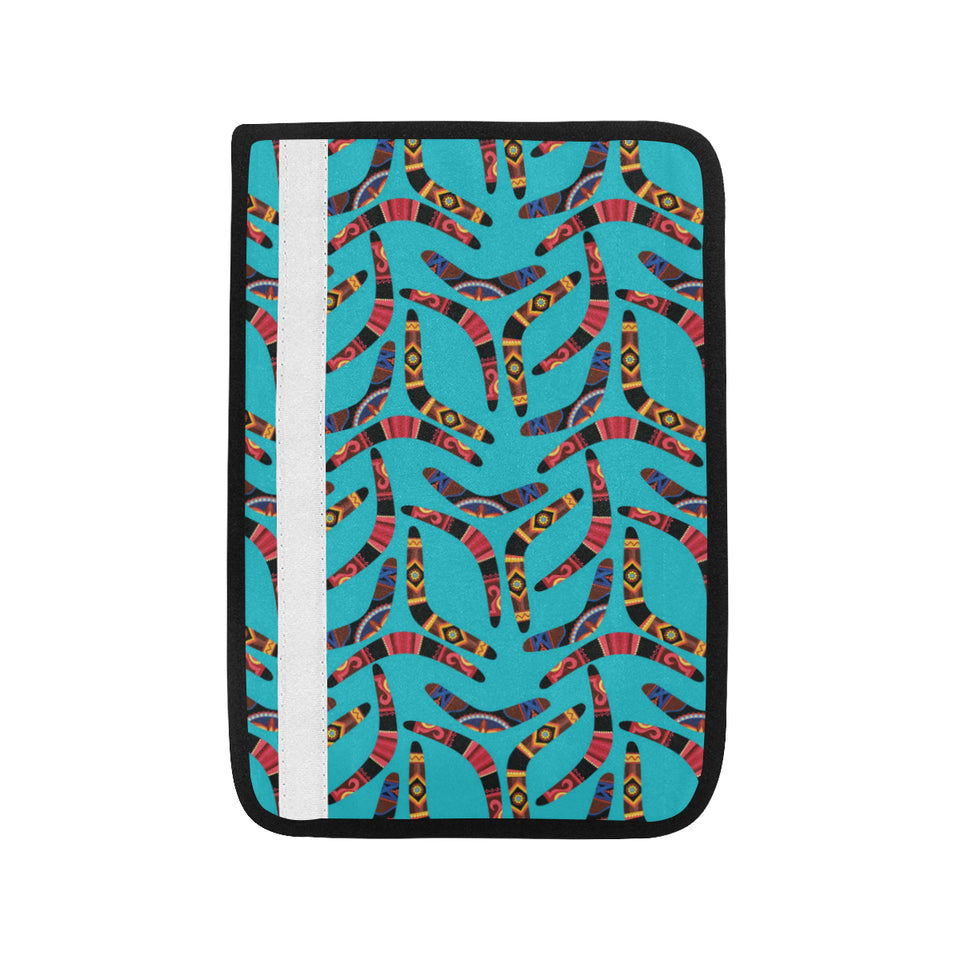 Boomerang Australian aboriginal ornament blue back Car Seat Belt Cover