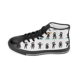 Cute ninja katana sword pattern Women's High Top Canvas Shoes Black