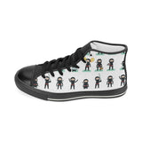 Cute ninja katana sword pattern Women's High Top Canvas Shoes Black